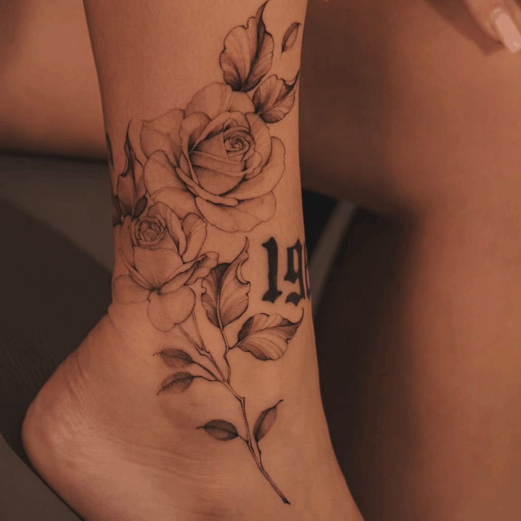 romantic rose tattoo