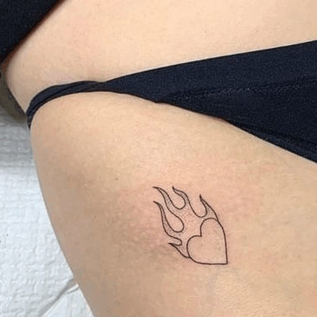 Flaming Heart Tattoo Tattoo Line Art