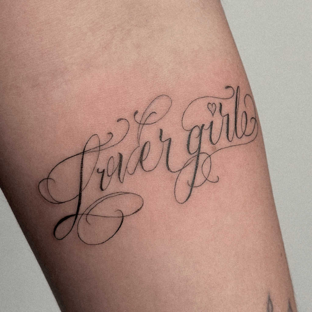 Lover girl script tattoo
